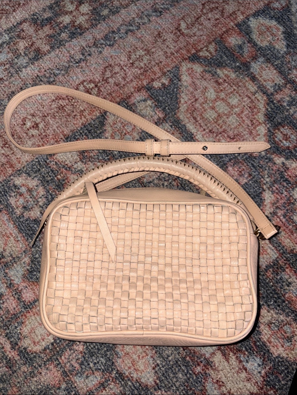 Cleobella Blush Woven Leather Crossbody